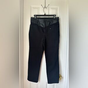 Express Black Skinny Jeans with Faux Leather Waistband